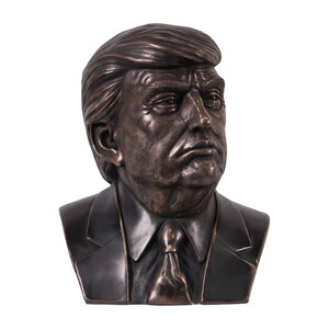 Heinimex Human Figure Bust of Donald Trump, bronze finish, realistic traditional style in front view