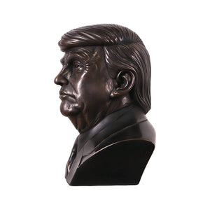 Heinimex Human Figure Bust of Donald Trump, bronze finish, realistic traditional style in side view