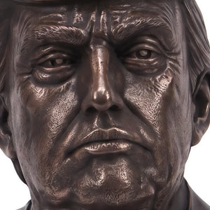 Heinimex Human Figure Bust of Donald Trump, bronze finish, realistic traditional style in detail close up view