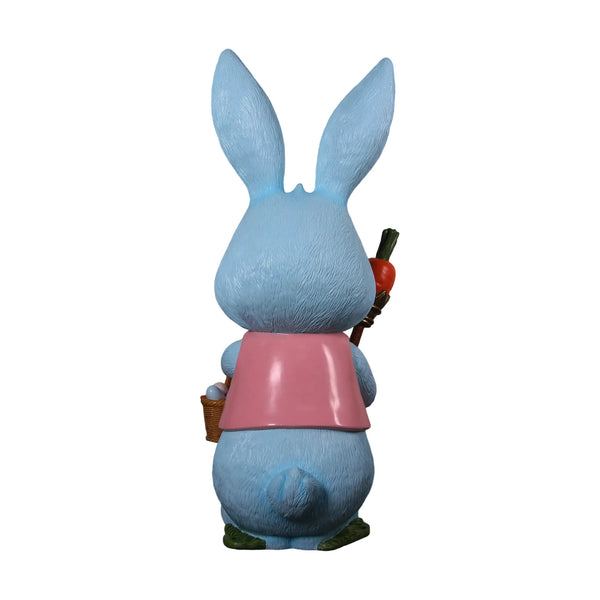 Heinimex 5ft Easter bunny with carrot scepter seasonal decor, textured pastel painted finish, playful whimsical style back view