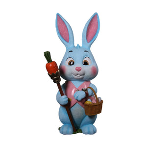 Heinimex 5ft Easter bunny with carrot scepter seasonal decor, textured pastel painted finish, playful whimsical style front view