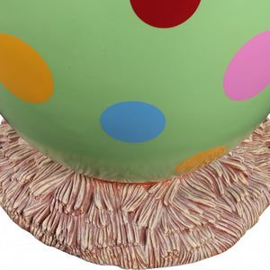 Heinimex Easter Egg 3ft. on Straw Base seasonal decor, high-gloss green finish with colorful polka dots, playful spring aesthetic close up detail