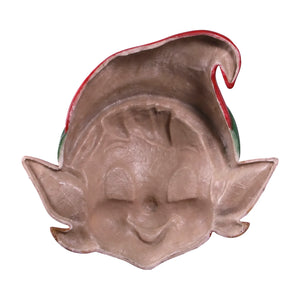 Heinimex Elf Head Wall Plaque (not in AUS) Christmas decor, smooth vibrant painted finish, playful whimsical holiday style back view