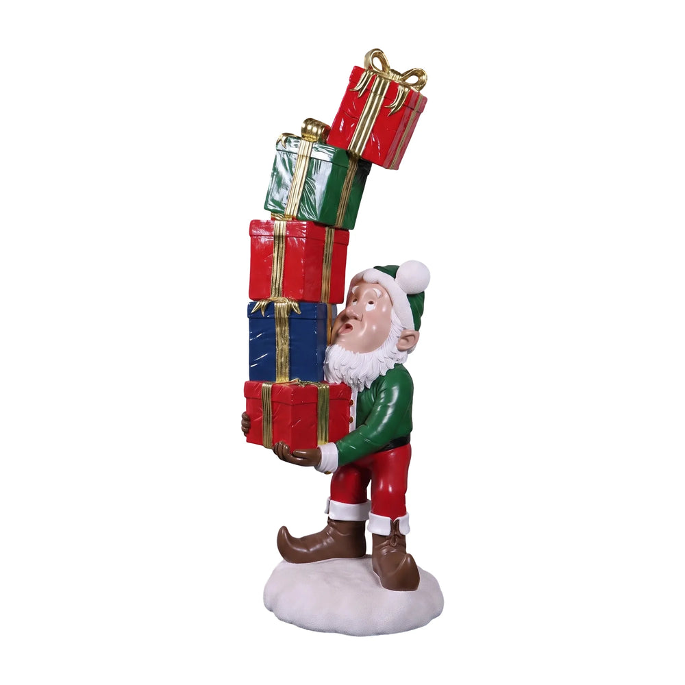 Elf With Stack Of Gifts