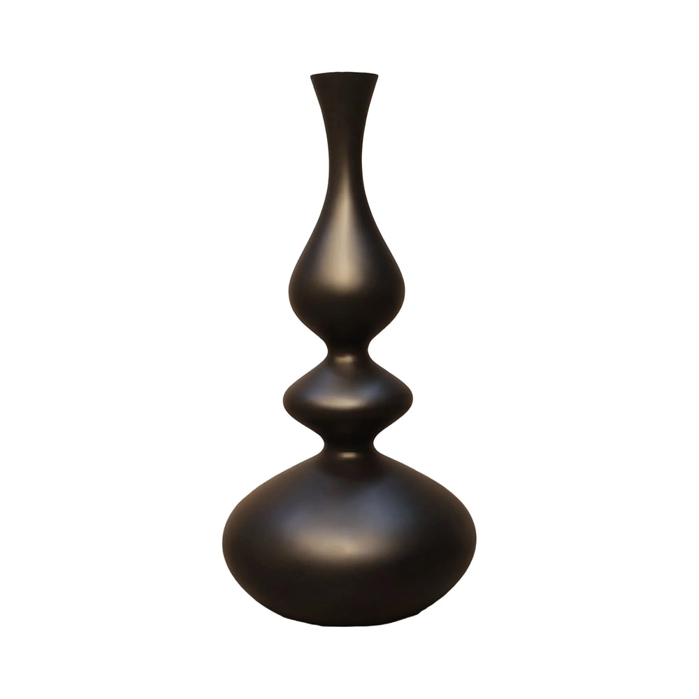 Heinimex Flora Eleganza vase, smooth matte black finish, modern luxury minimalist style front view