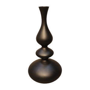 Heinimex Flora Eleganza vase, smooth matte black finish, modern luxury minimalist style elevated view