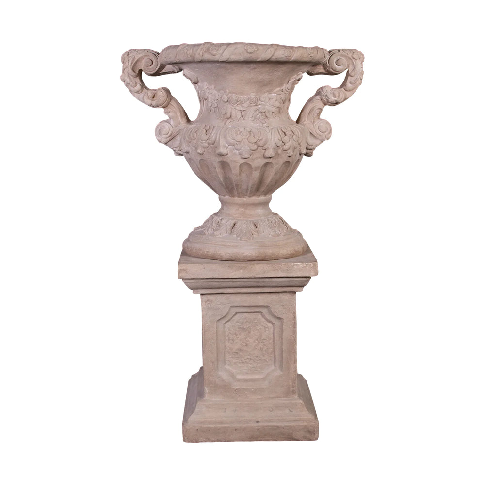 Floral Scrolled Urn On Base