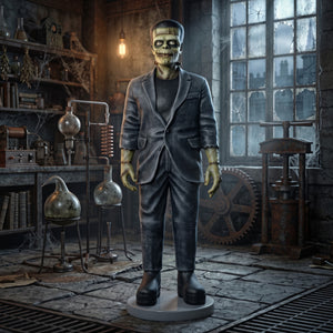 Heinimex Frankenstein 6ft Halloween decor, distressed realistic painted finish, classic spooky horror style in lifestyle photo