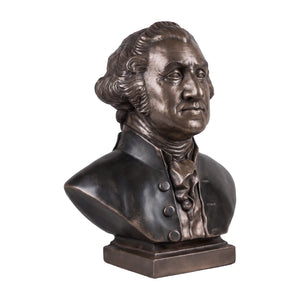 Heinimex George Washington Bust human figure statue, textured Imperial Bronze finish, classic realistic style angle view