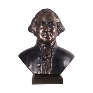 Heinimex George Washington Bust human figure statue, textured Imperial Bronze finish, classic realistic style front view