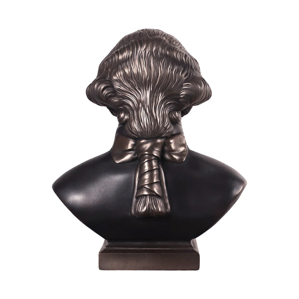 Heinimex George Washington Bust human figure statue, textured Imperial Bronze finish, classic realistic style back view