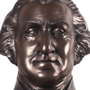 Heinimex George Washington Bust human figure statue, textured Imperial Bronze finish, classic realistic style close up detail