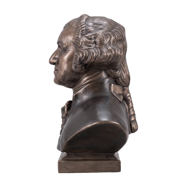 Heinimex George Washington Bust human figure statue, textured Imperial Bronze finish, classic realistic style side view