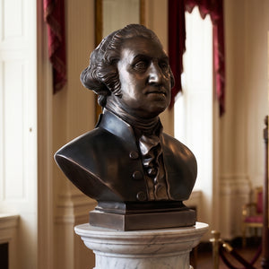 Heinimex George Washington Bust human figure statue, textured Imperial Bronze finish, classic realistic style lifestyle photo