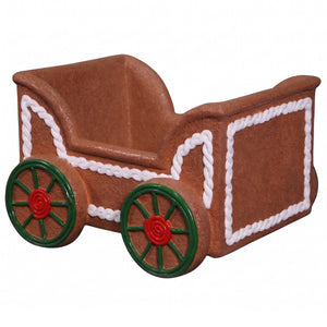 Heinimex Gingerbread Cart Christmas decor, textured gingerbread and painted icing finish, playful holiday display angle view