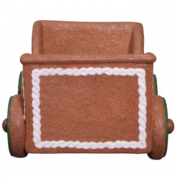 Heinimex Gingerbread Cart Christmas decor, textured gingerbread and painted icing finish, playful holiday display back view