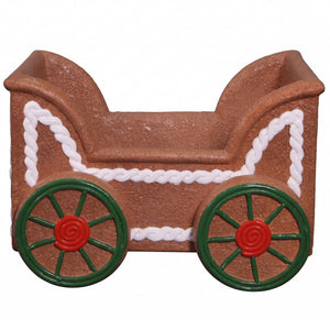Heinimex Gingerbread Cart Christmas decor, textured gingerbread and painted icing finish, playful holiday display side view