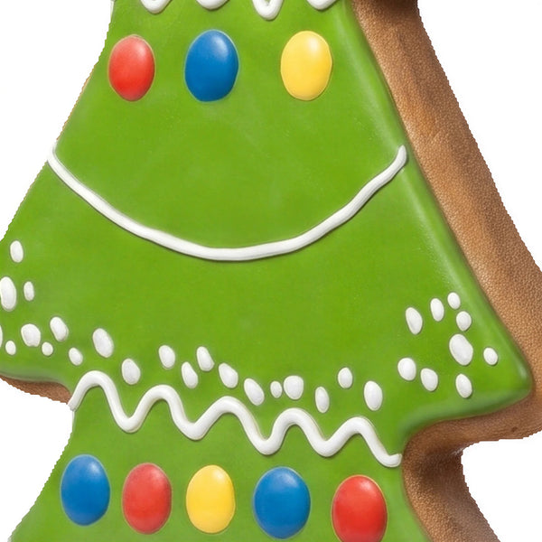 Heinimex 87-inch Gingerbread Christmas Tree decor, textured gingerbread and vibrant icing finish, playful holiday display close up