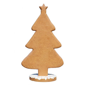 Heinimex 87-inch Gingerbread Christmas Tree decor, textured gingerbread and vibrant icing finish, playful holiday display back view