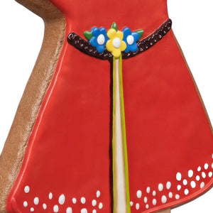 Heinimex 56-inch Gingerbread Girl Christmas decor, textured gingerbread and vibrant painted icing finish, playful holiday display close up detail