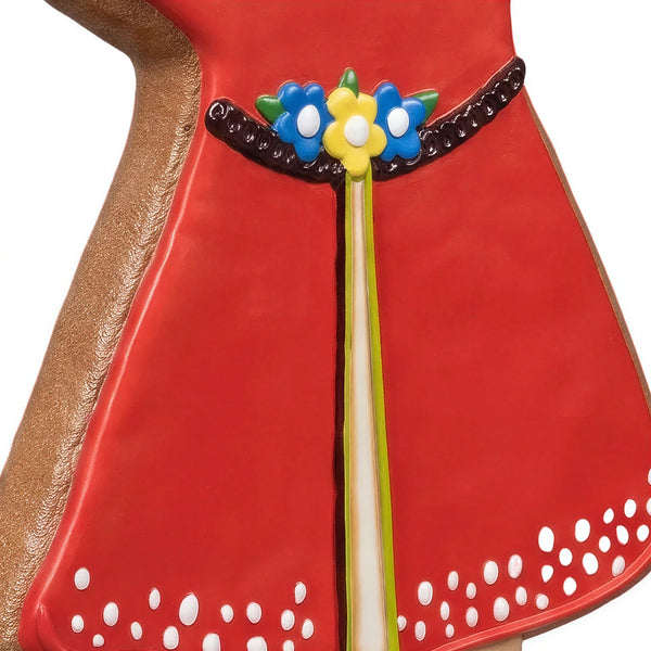 Heinimex 56-inch Gingerbread Girl Christmas decor, textured gingerbread and vibrant painted icing finish, playful holiday display close up detail