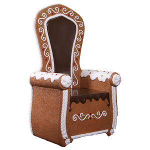 Heinimex Gingerbread Throne Christmas decor, textured gingerbread and glossy chocolate finish with painted icing, playful holiday angle view