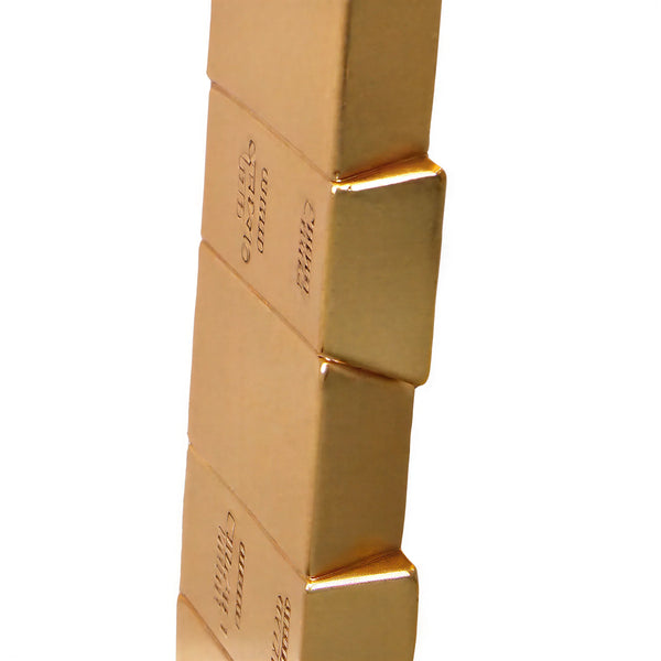 Heinimex Gold Bar Console table, reflective metallic gold finish, modern luxury opulent style closeup detail