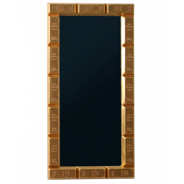 Heinimex Gold Bar Rectangular Mirror, brilliant gold leaf finish, modern luxury opulent style front view