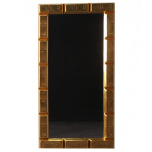 Heinimex Gold Bar Rectangular Mirror, brilliant gold leaf finish, modern luxury opulent style angle view
