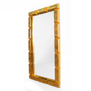 Heinimex Gold Bar Rectangular Mirror, brilliant gold leaf finish, modern luxury opulent style side view