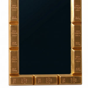 Heinimex Gold Bar Rectangular Mirror, brilliant gold leaf finish, modern luxury opulent style close up detail
