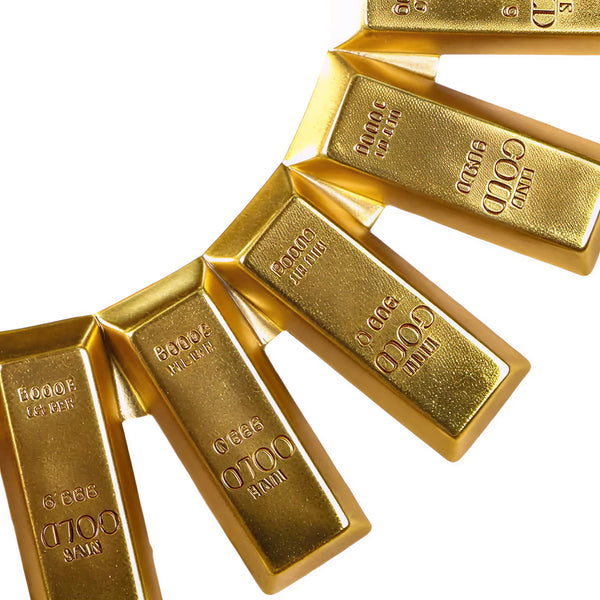 Heinimex Gold Bar Round Mirror, brilliant gold leaf finish, modern luxury opulent style close up detail