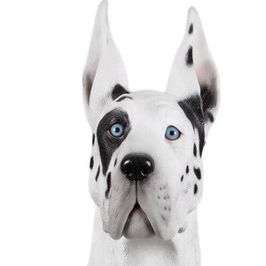 Heinimex Standing Great Dane animal statue, painted finish, realistic life-size style close up view