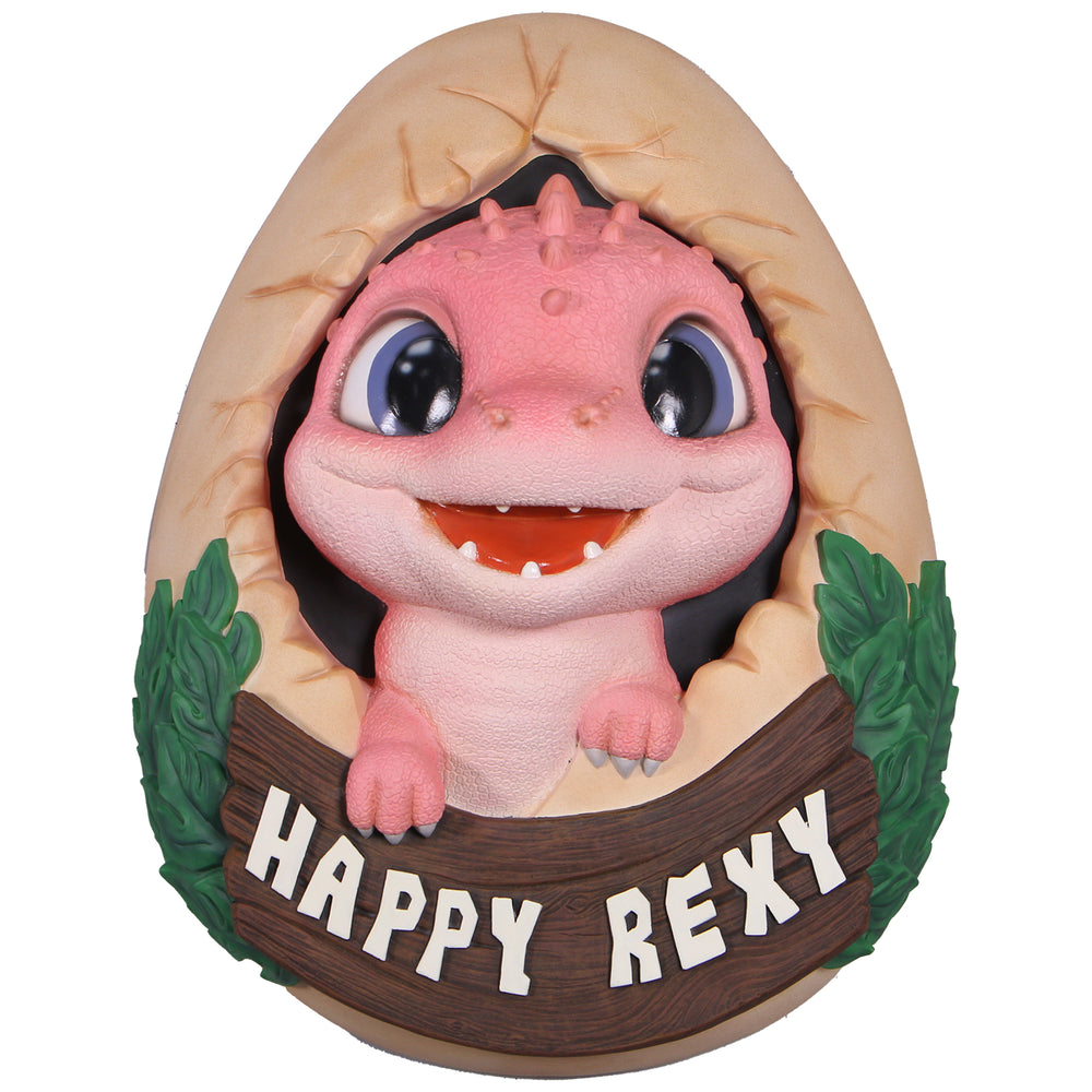 Heinimex Happy Rexy wall decor, vibrant painted resin finish, playful cartoon dinosaur style front view