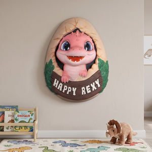 Heinimex Happy Rexy wall decor, vibrant painted resin finish, playful cartoon dinosaur style lifestyel setting
