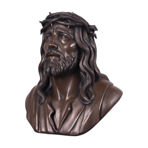 Heinimex Jesus Bust human figure statue, classic bronze finish, traditional religious sculptural style front angle view