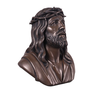 Heinimex Jesus Bust human figure statue, classic bronze finish, traditional religious sculptural style left angle view