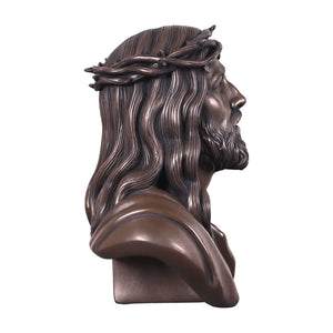 Heinimex Jesus Bust human figure statue, classic bronze finish, traditional religious sculptural style side view