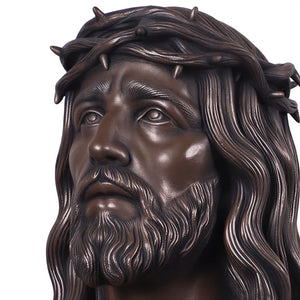 Heinimex Jesus Bust human figure statue, classic bronze finish, traditional religious sculptural style close up detail