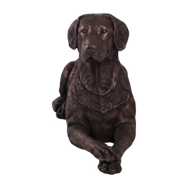 labrador-lying-down-bronze-finish-front-view