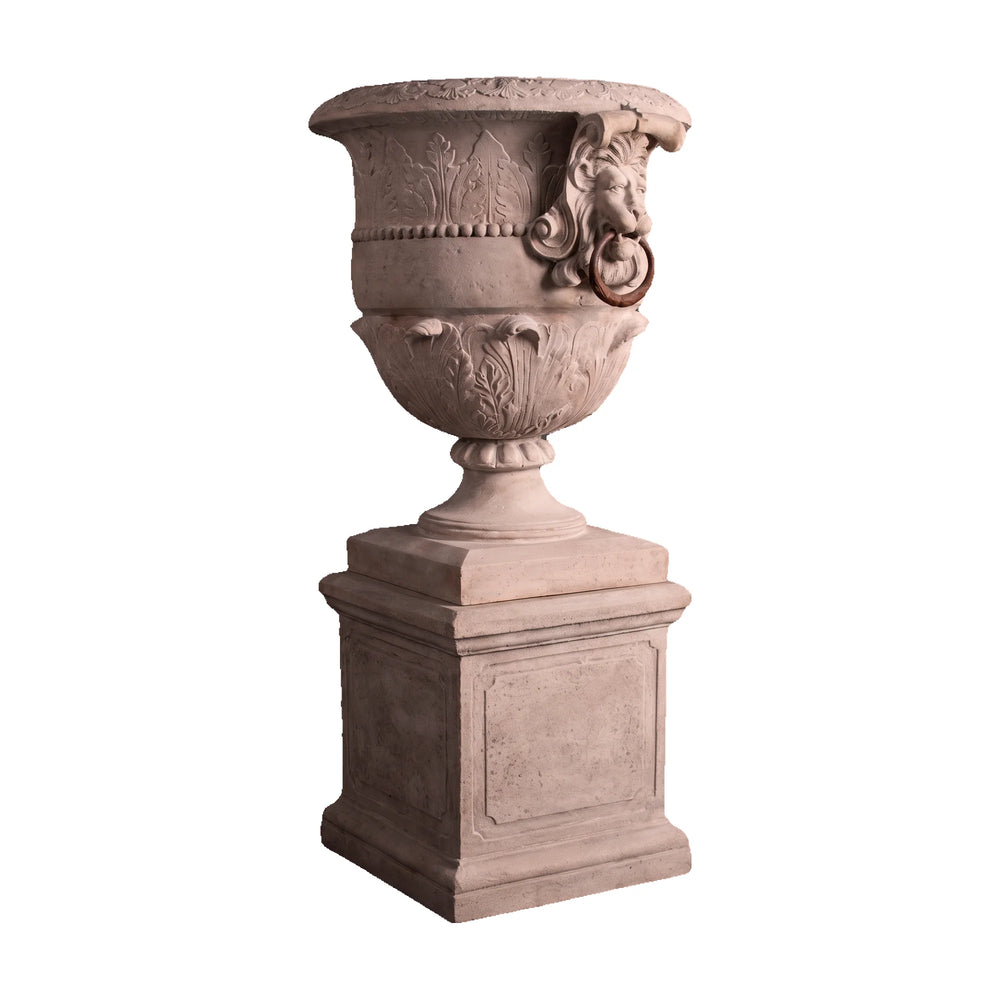 Large Lion Urn On Base (Not In Aus)