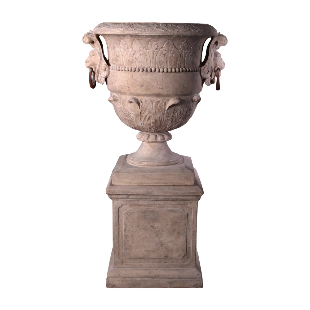 Large Lion Urn On Base (Not In Aus)