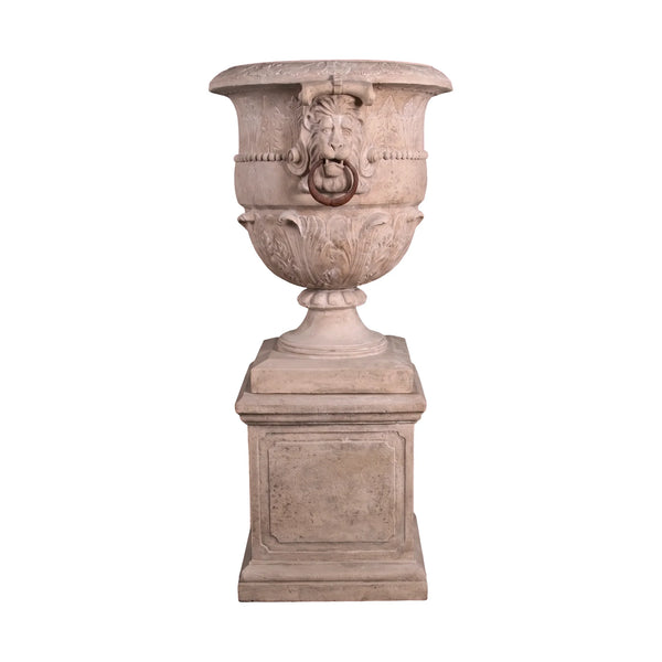 Large Lion Urn On Base (Not In Aus)