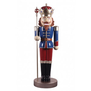 Heinimex Majestic Nutcracker 6.5ft Christmas decor, glossy painted finish with metallic gold and jewel-tone accents, classic regal holiday display style front view
