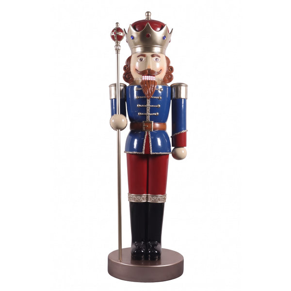 Heinimex Majestic Nutcracker 6.5ft Christmas decor, glossy painted finish with metallic gold and jewel-tone accents, classic regal holiday display style front view