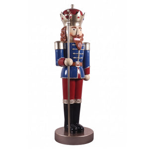 Heinimex Majestic Nutcracker 6.5ft Christmas decor, glossy painted finish with metallic gold and jewel-tone accents, classic regal holiday display style angle view