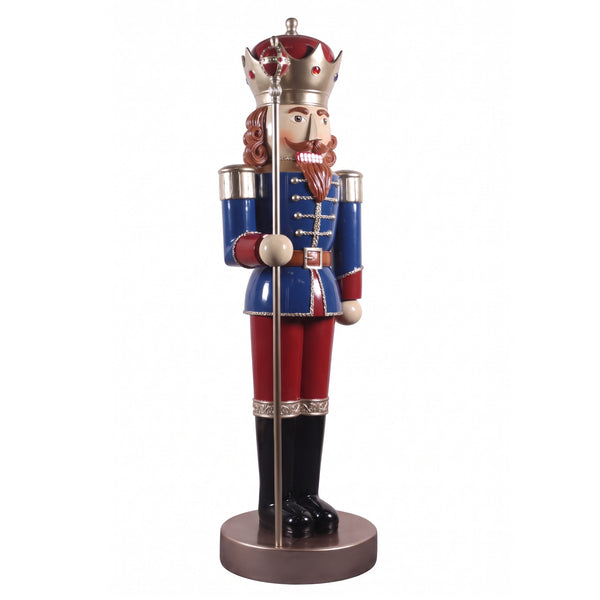 Heinimex Majestic Nutcracker 6.5ft Christmas decor, glossy painted finish with metallic gold and jewel-tone accents, classic regal holiday display style angle view