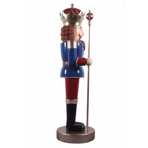 Heinimex Majestic Nutcracker 6.5ft Christmas decor, glossy painted finish with metallic gold and jewel-tone accents, classic regal holiday display style side view