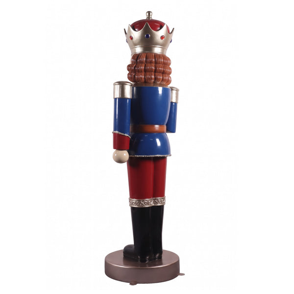 Heinimex Majestic Nutcracker 6.5ft Christmas decor, glossy painted finish with metallic gold and jewel-tone accents, classic regal holiday display style angle back view