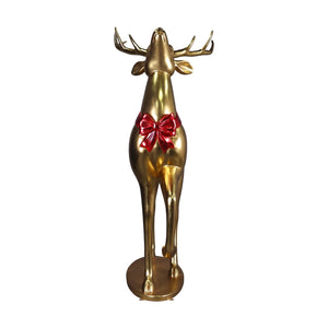 Heinimex 290cm Majestic Stag Christmas decor, brilliant gold leaf and red leaf finish, upscale luxury holiday style front view